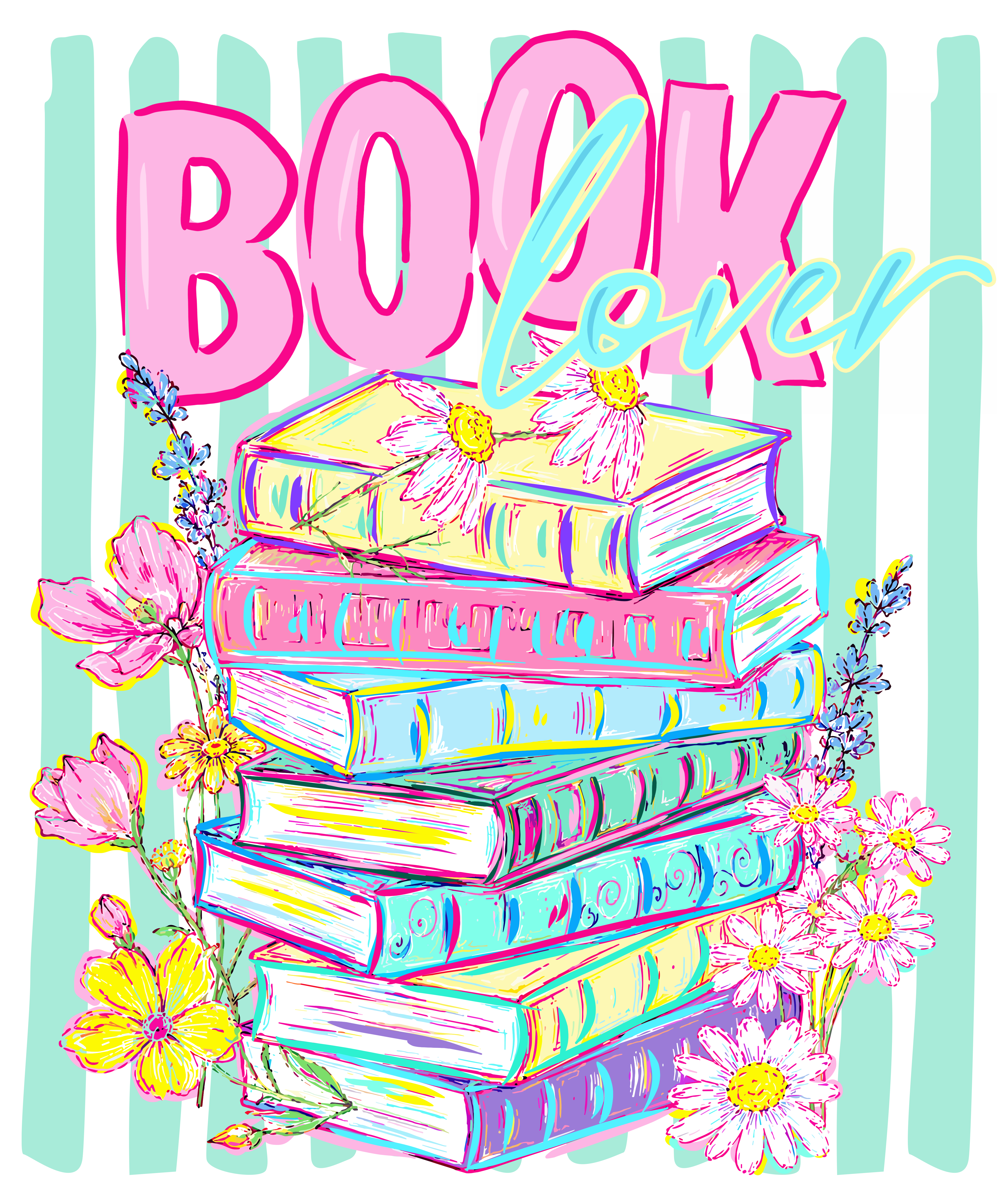 B13 - Book Lover Flowers DTF Transfer