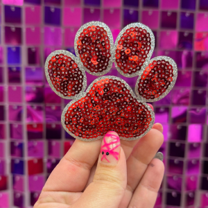 Sequins Paw Prints Iron On Patch