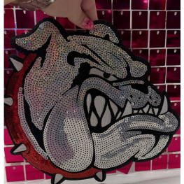 Bulldog Red Large Iron On Patch