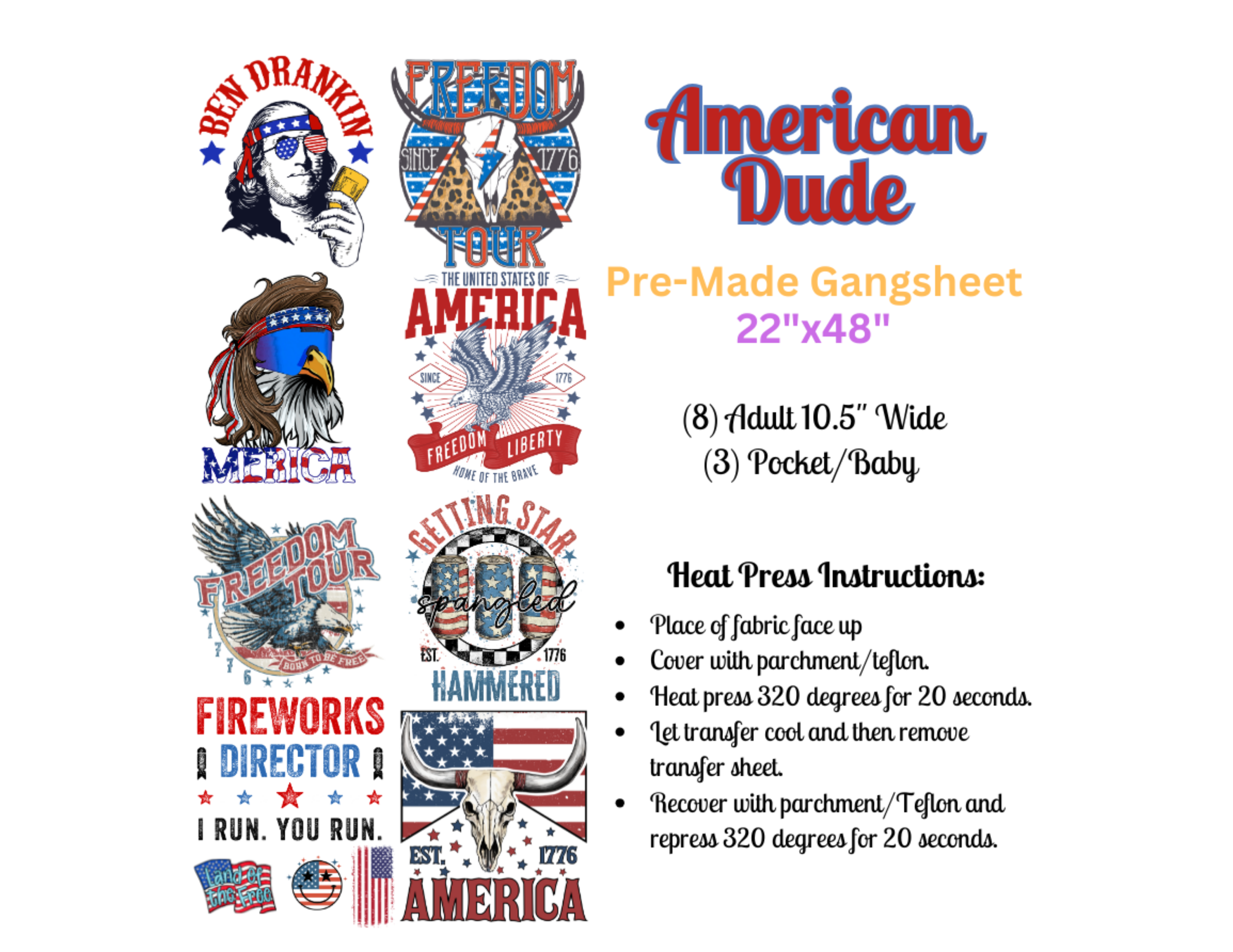 American Dude Pre-Made Gangsheet
