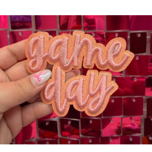 Pink Gameday Script Iron On Patch