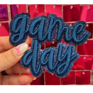 Navy Gameday Script Iron On Patch