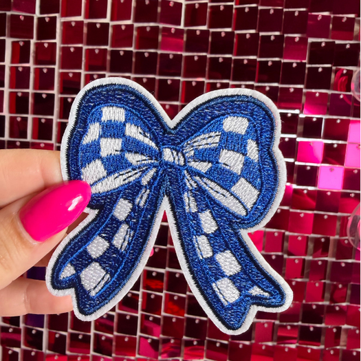 Checkered Bow Iron on Patch