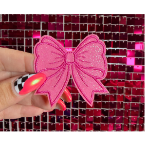 Glitter Girly Bow Iron on Patch Multicolor