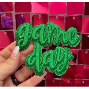 Green Gameday Script Iron On Patch
