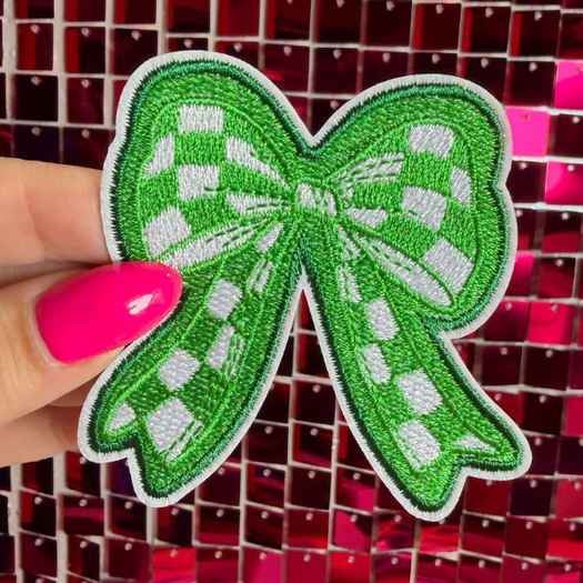 Checkered Bow Iron on Patch