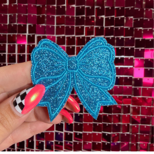 Glitter Girly Bow Iron on Patch Multicolor