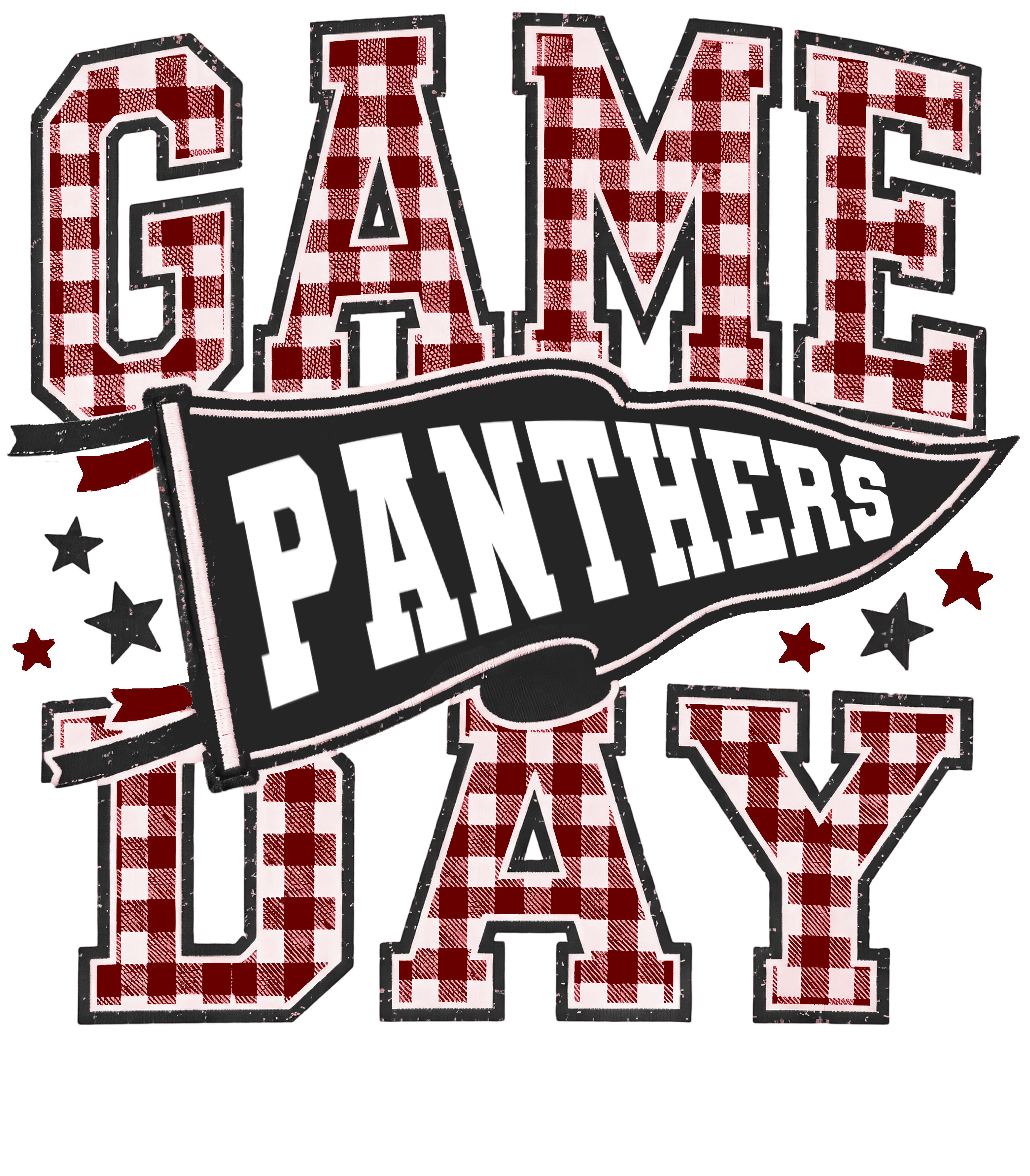 Panthers Gingham Maroon DTF Transfer