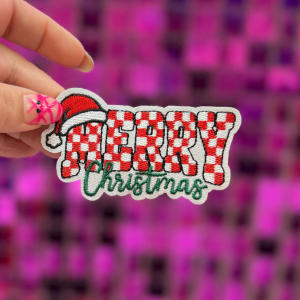 Merry Checkered Iron On Patch