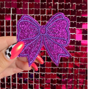 Glitter Girly Bow Iron on Patch Multicolor