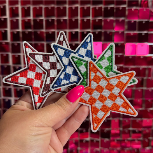 Checkered Stars Iron on Patch