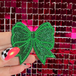 Glitter Girly Bow Iron on Patch Multicolor