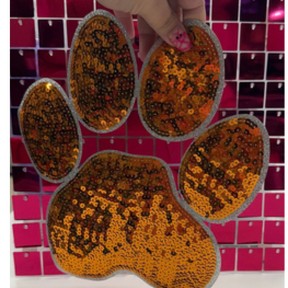 Orange Paw Large Iron On Patch