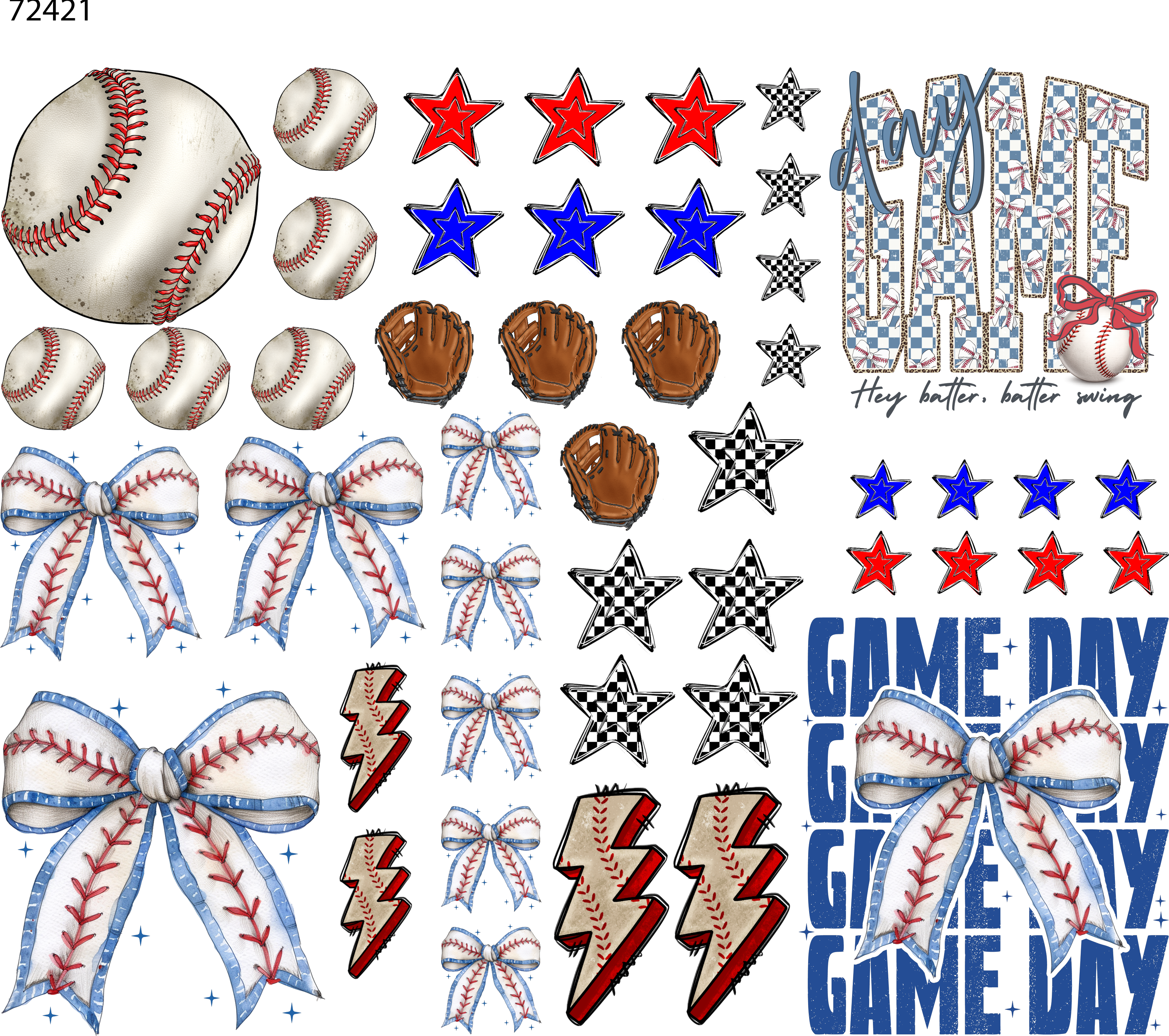 Baseball Element UV DTF Sheet