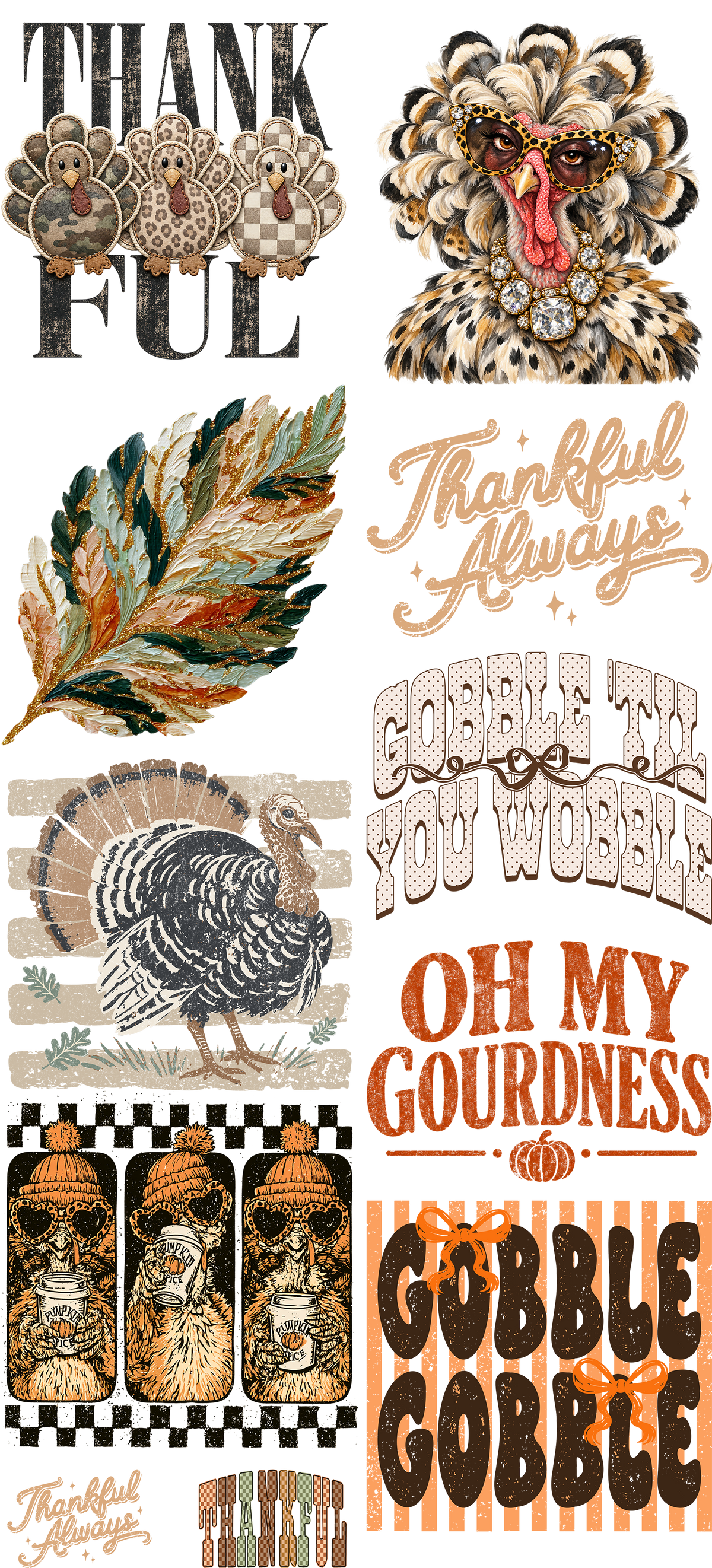 Neutral Thanksgiving Pre-Made DTF Gangsheet