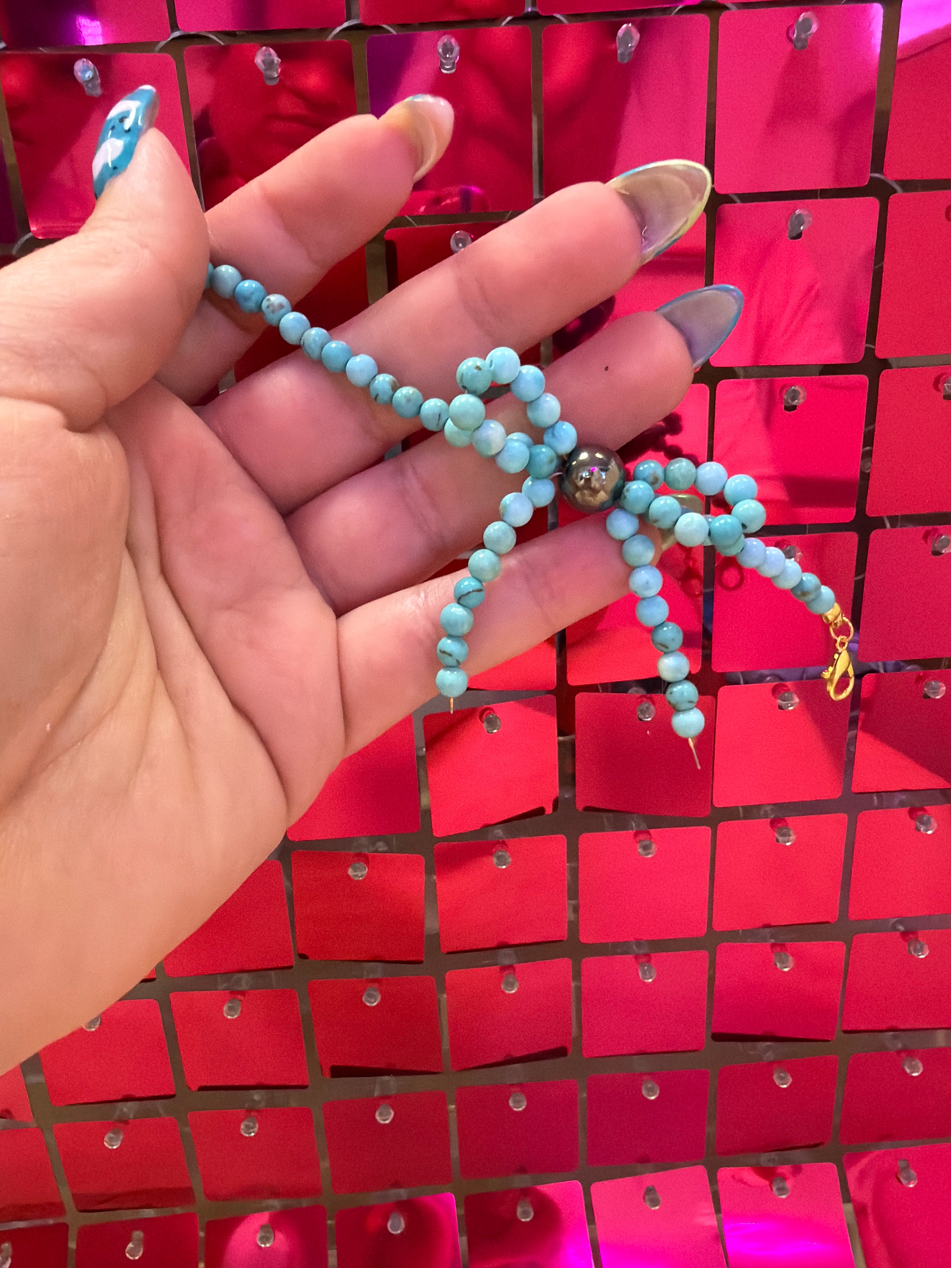 Western Turquoise Bow Hat Chain