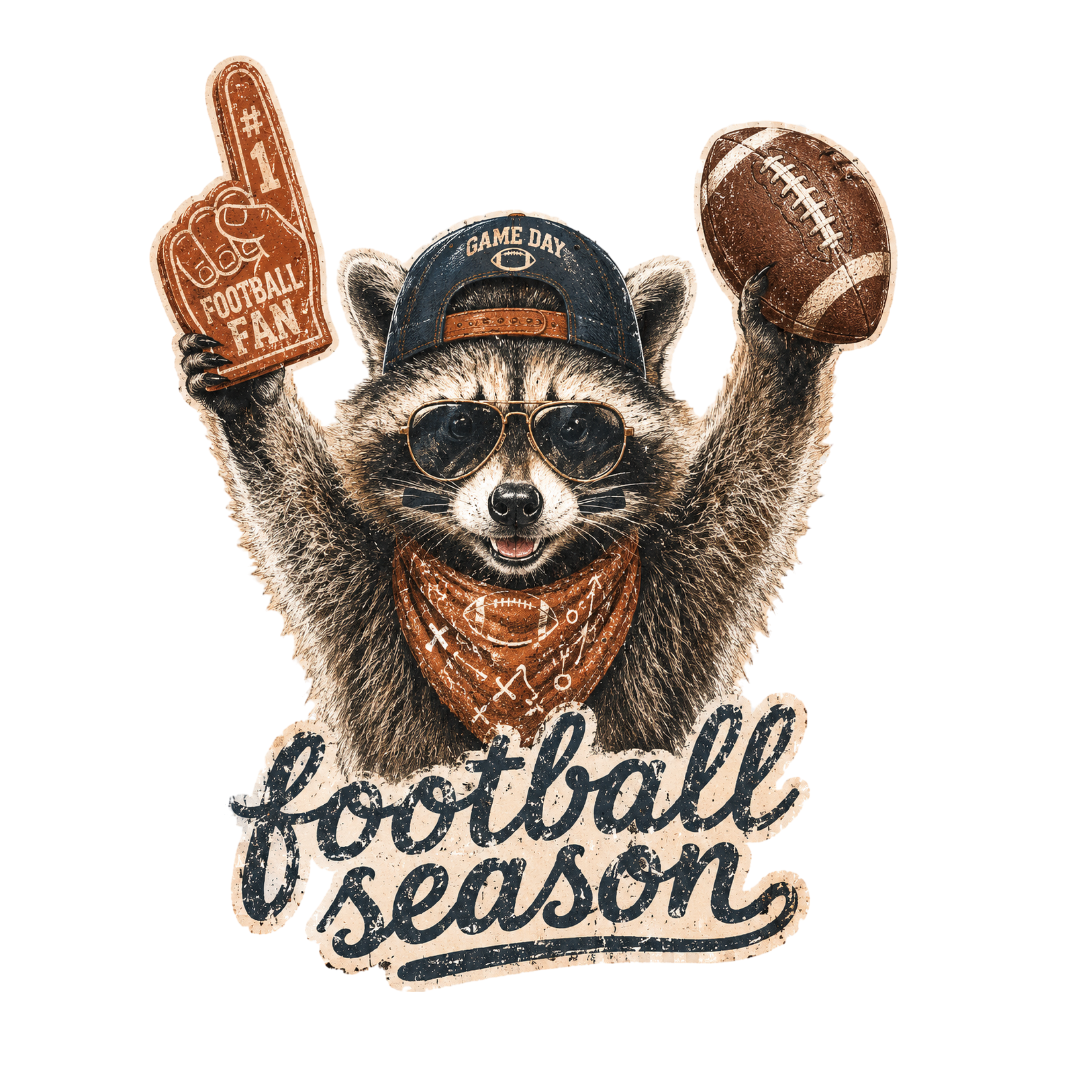 FB2 - Football Season Raccoon DTF Transfer