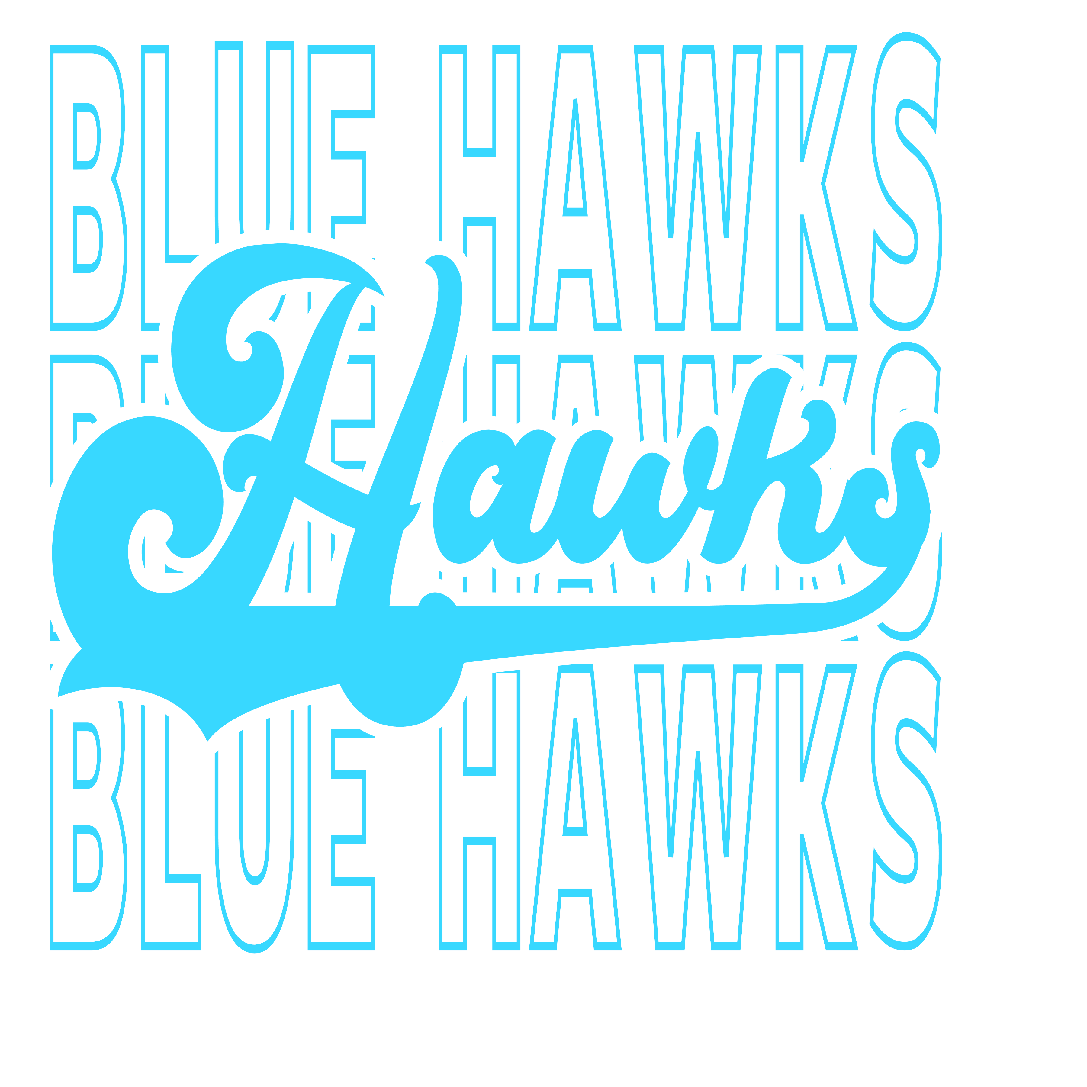 Stacked Varsity Blue Hawks DTF Transfer