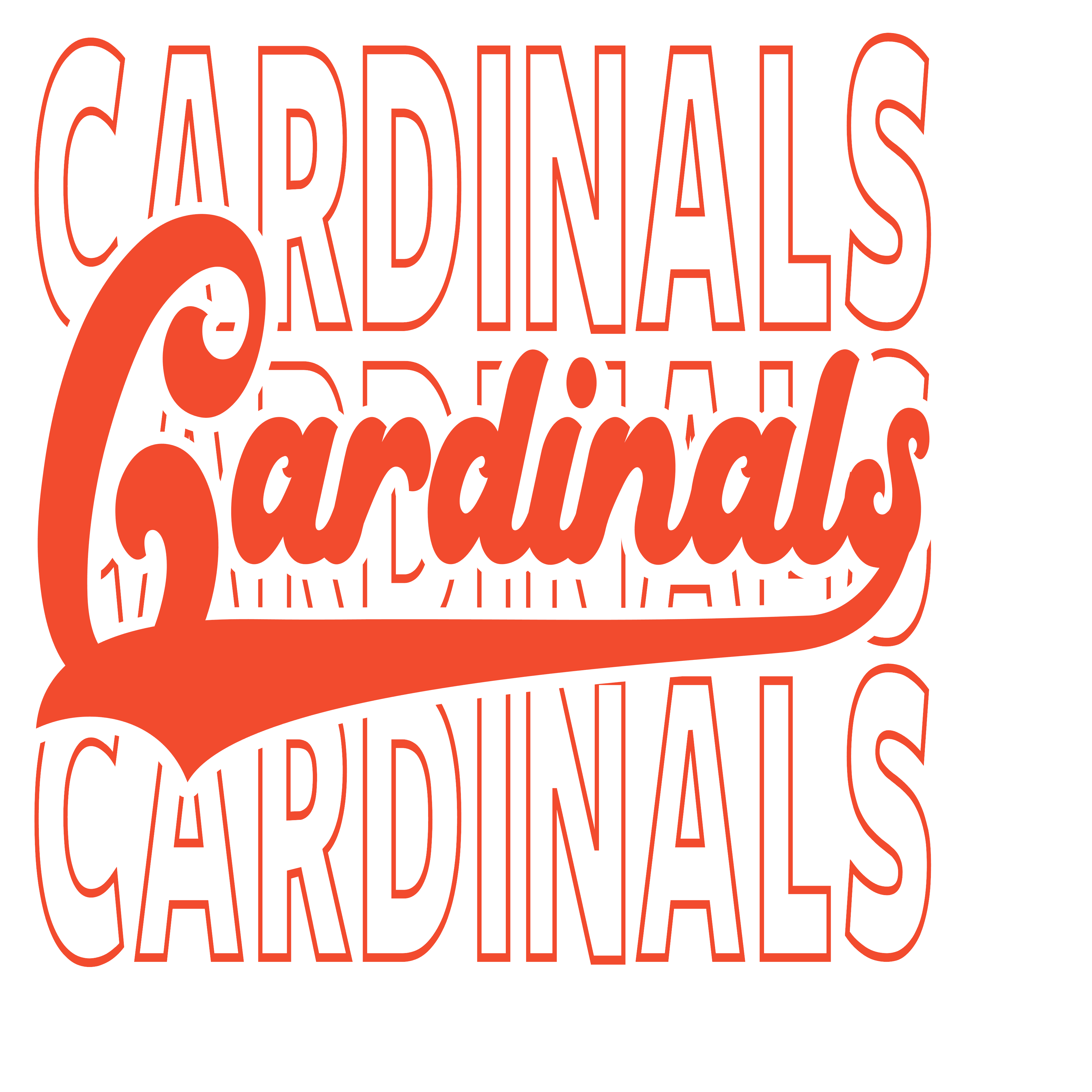 Stacked Varsity Cardinals DTF Transfer