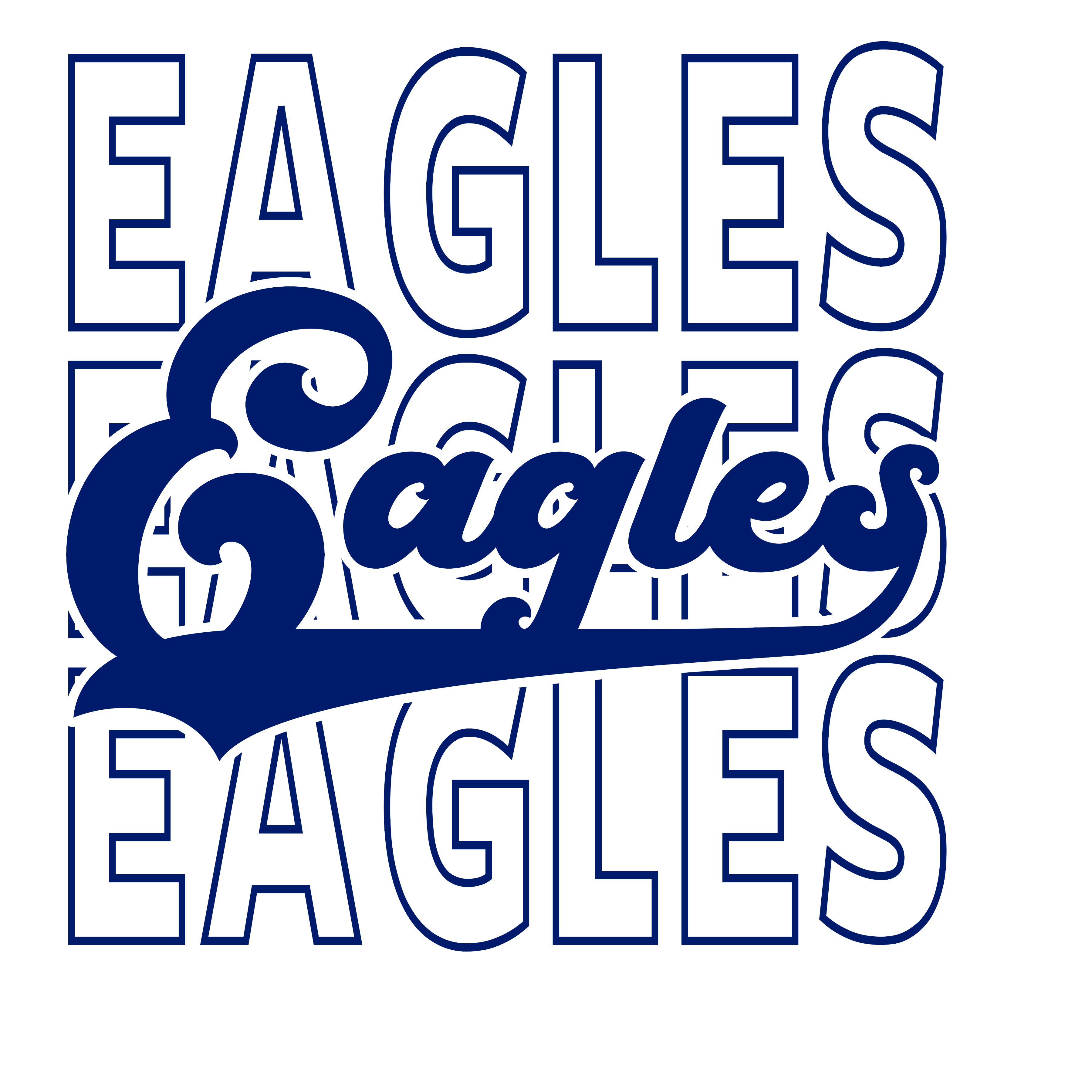 Stacked Varsity Eagles Blue DTF Transfer