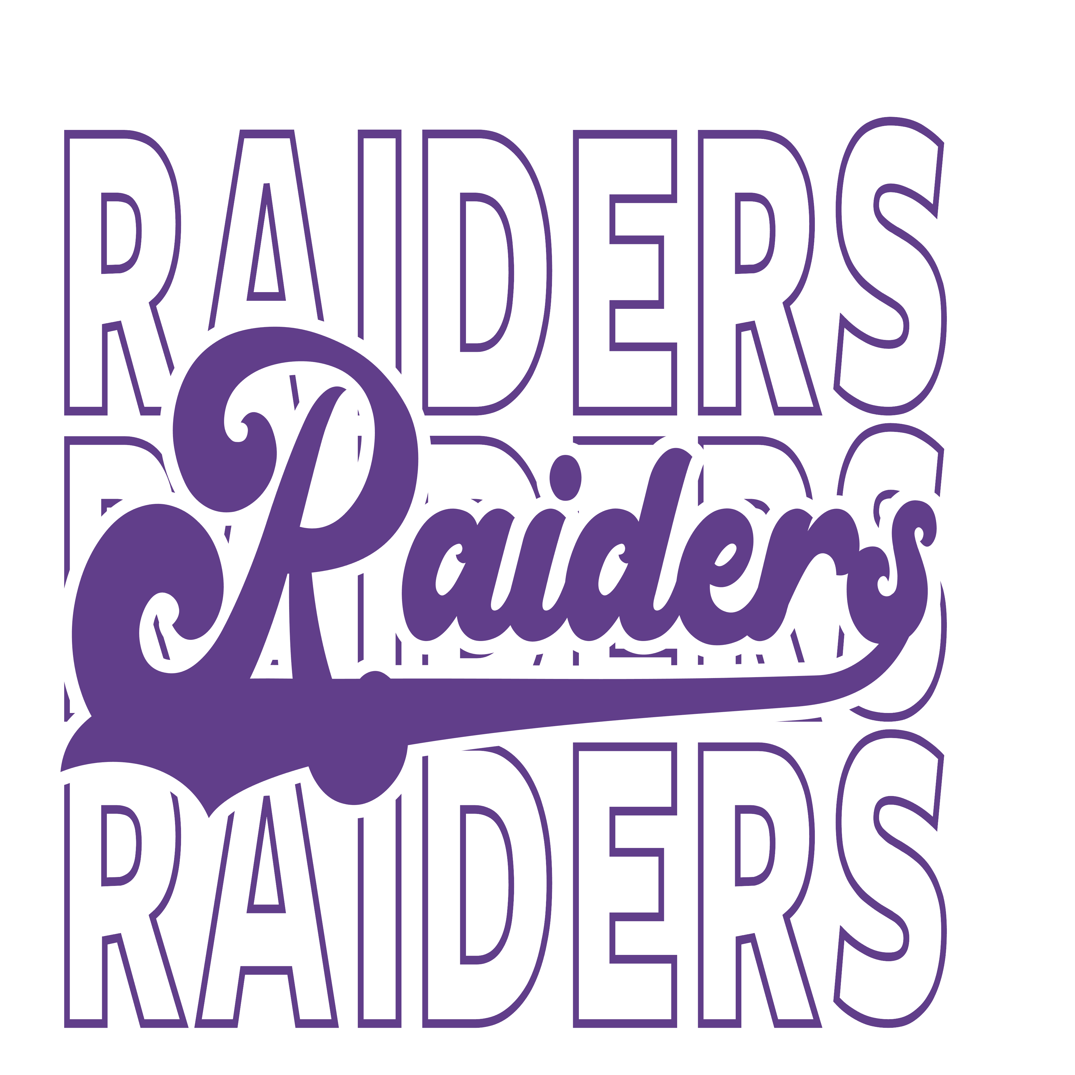 Stacked Varsity Raiders DTF Transfer
