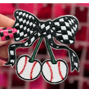 Baseball Cherry Iron On Patch - My Vinyl Craft
