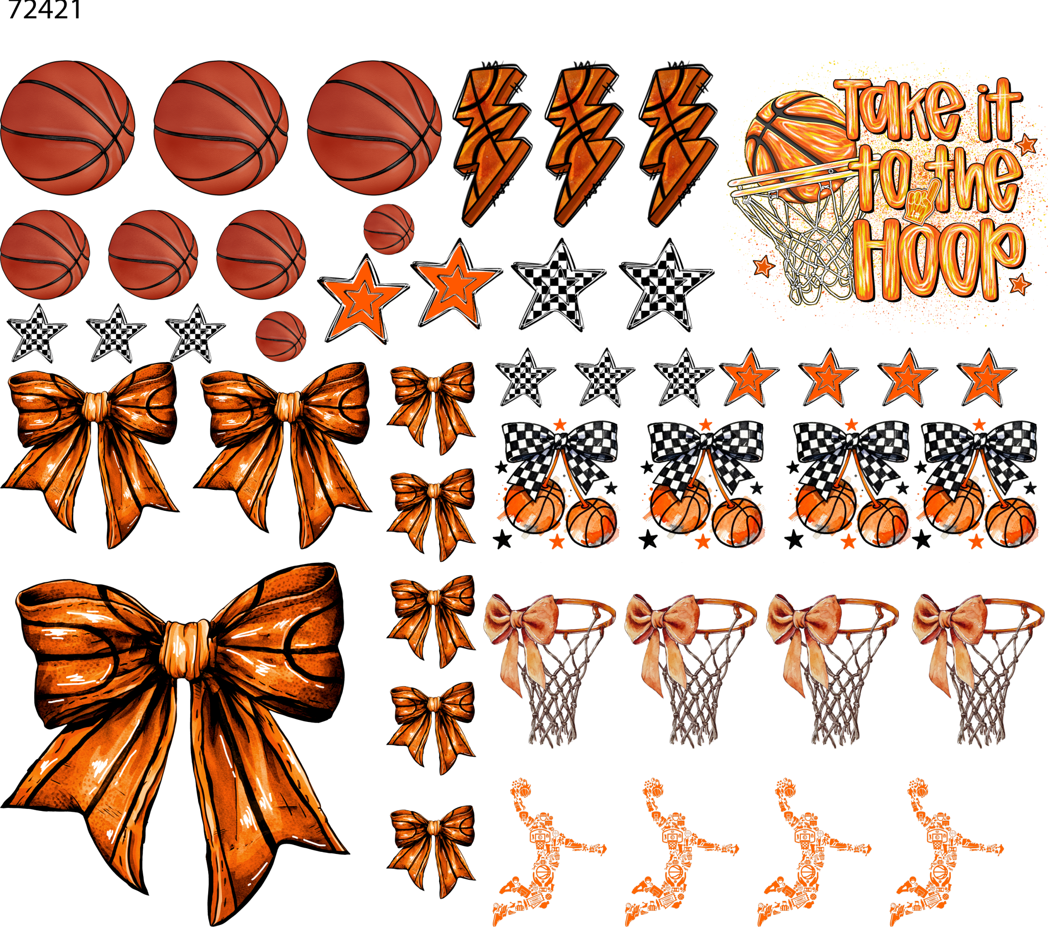Basketball Element UV DTF Sheet - My Vinyl Craft