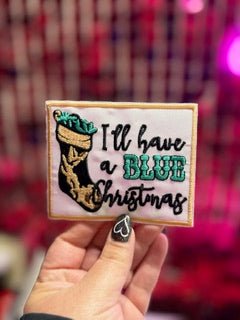 Blue Christmas Iron on Patch - My Vinyl Craft
