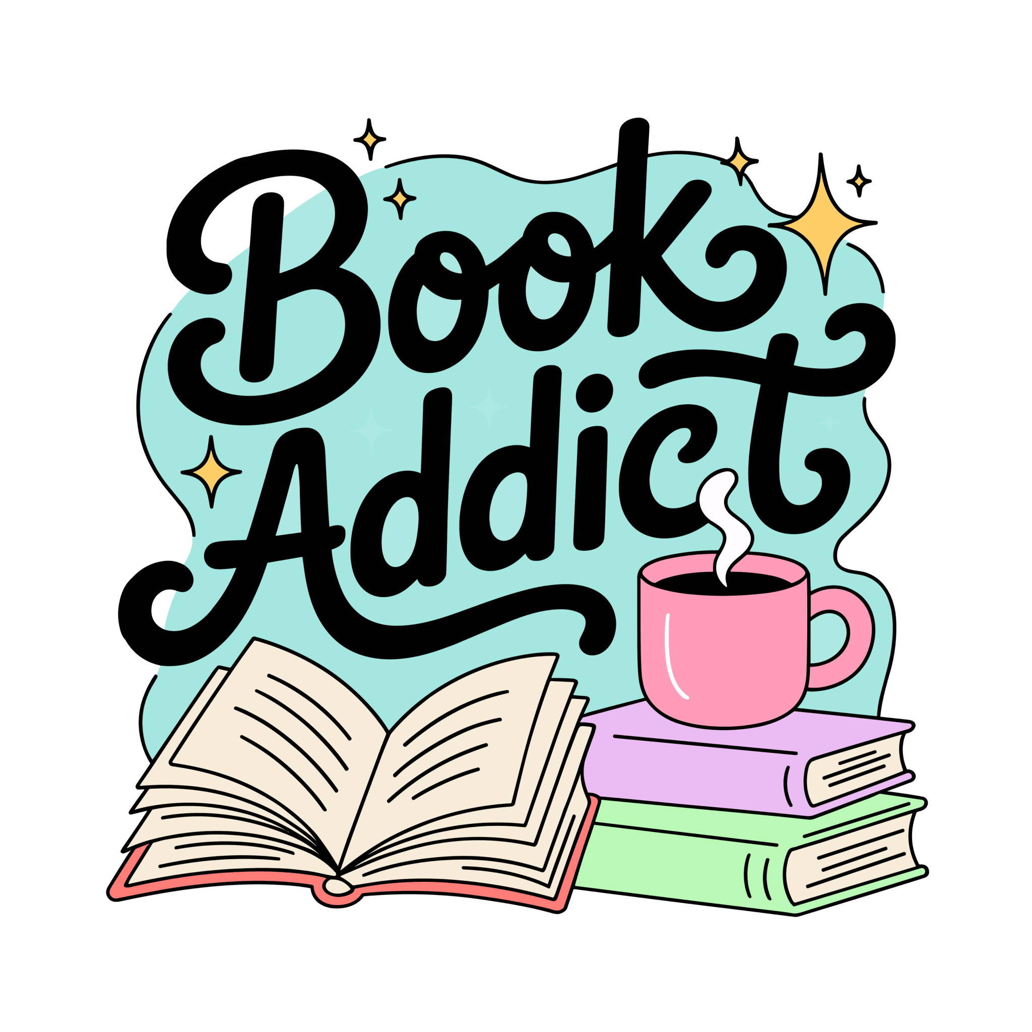 Book Addict Small UV DTF Sticker - My Vinyl Craft
