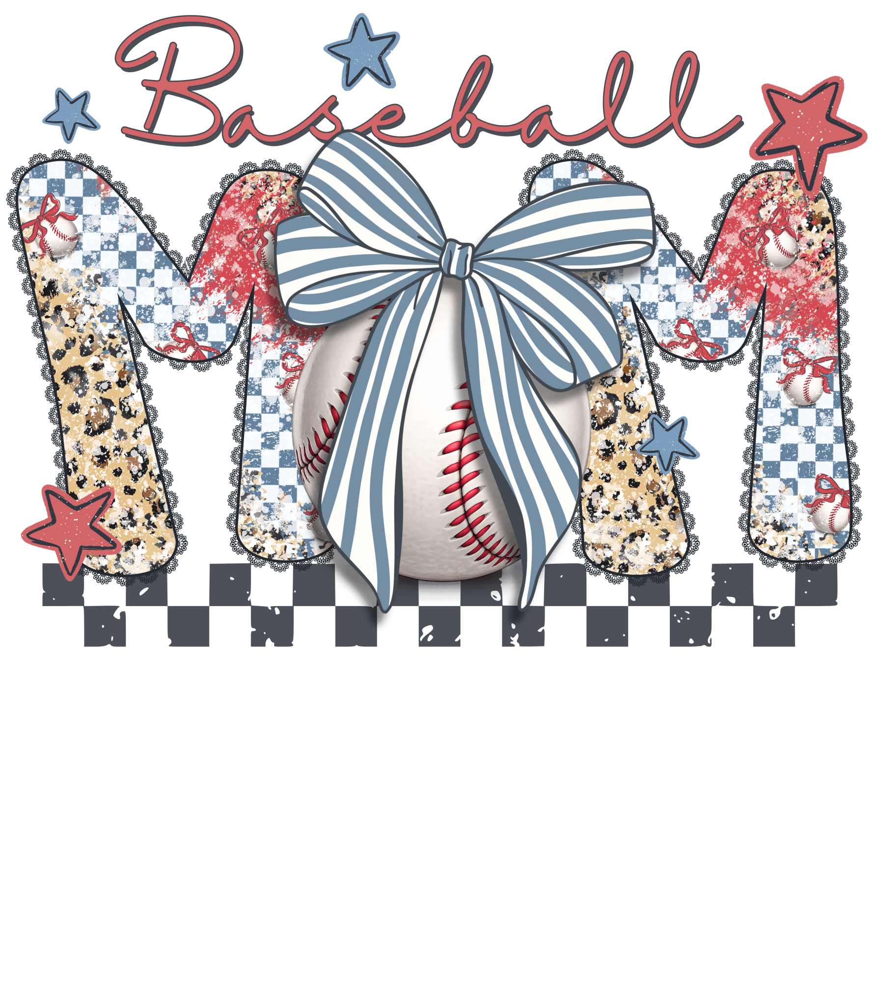 BS9 - Baseball Mom Checkered DTF Transfer - My Vinyl Craft