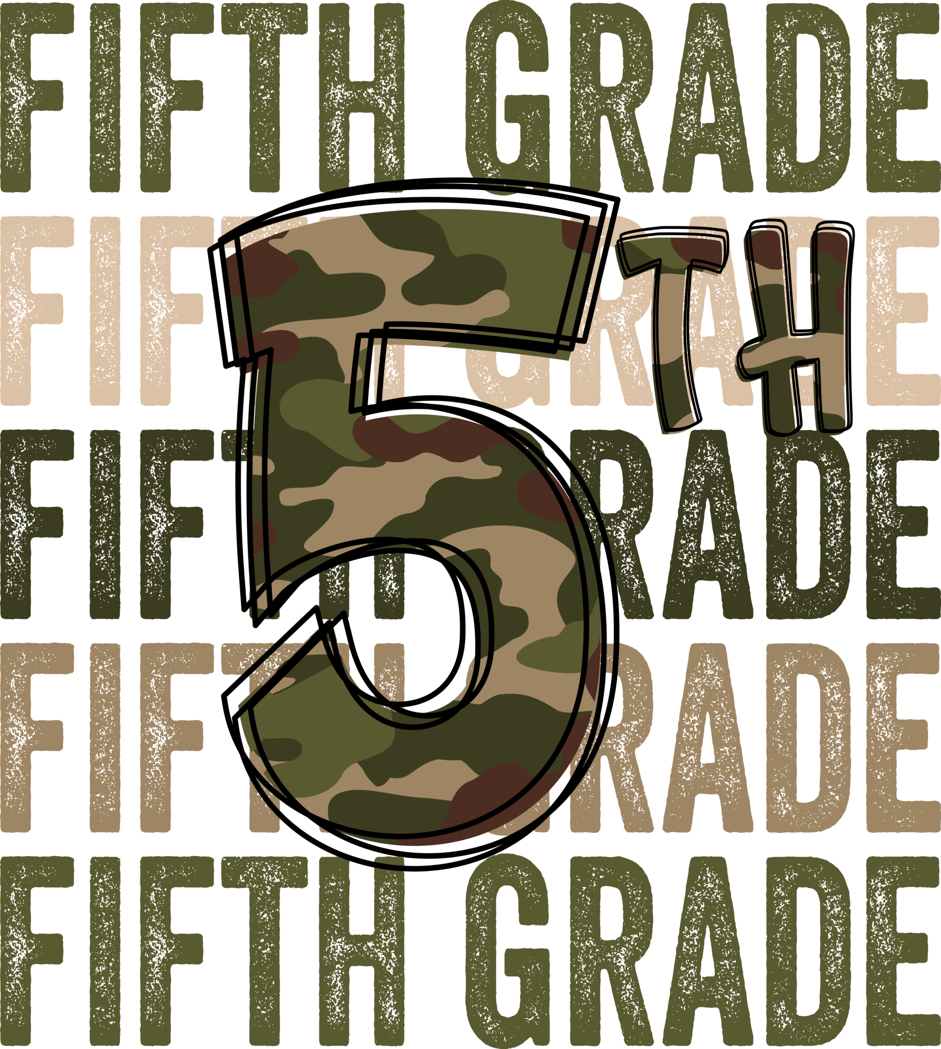 Camo PreK - Fifth DTF Transfer - My Vinyl Craft