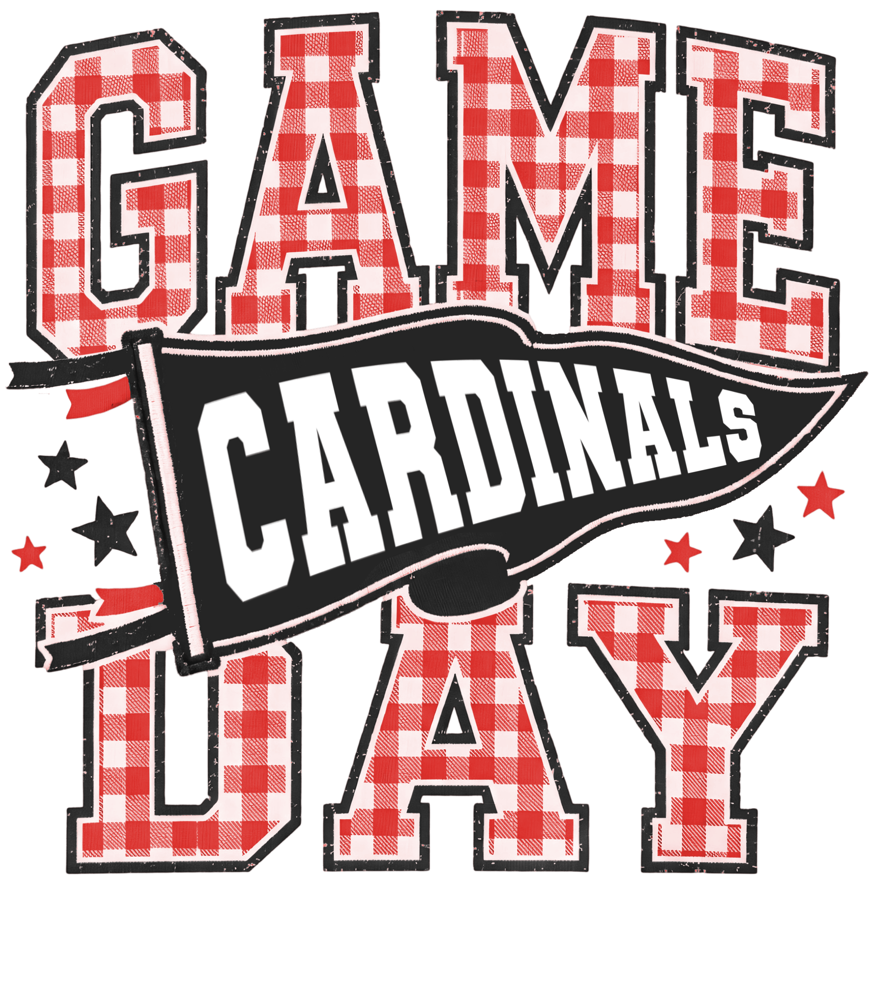 Cardinals Gingham DTF Transfer - My Vinyl Craft