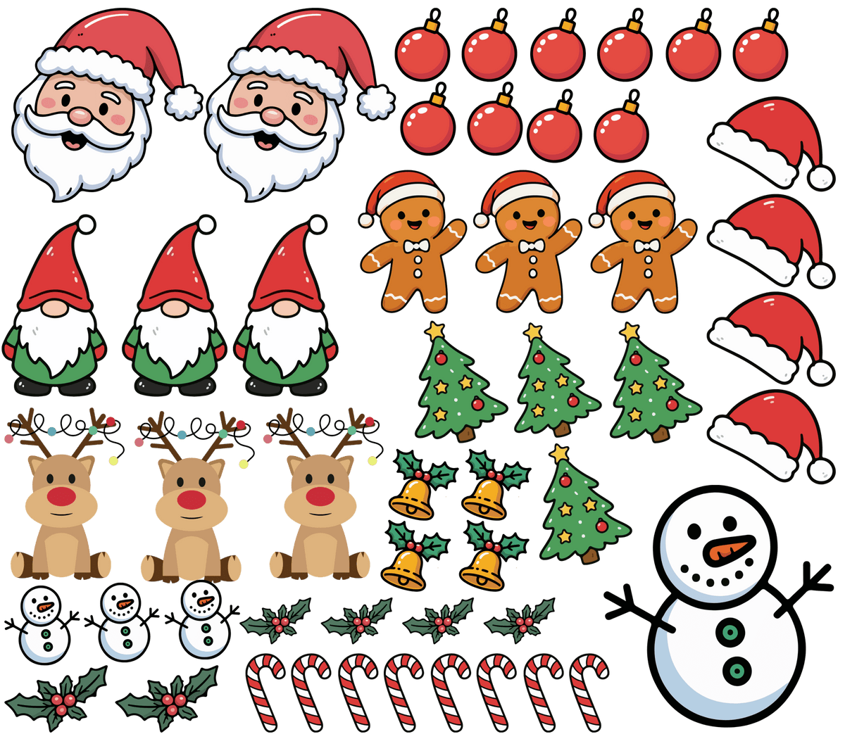 Cartoon Christmas Element UV DTF Sheet - My Vinyl Craft