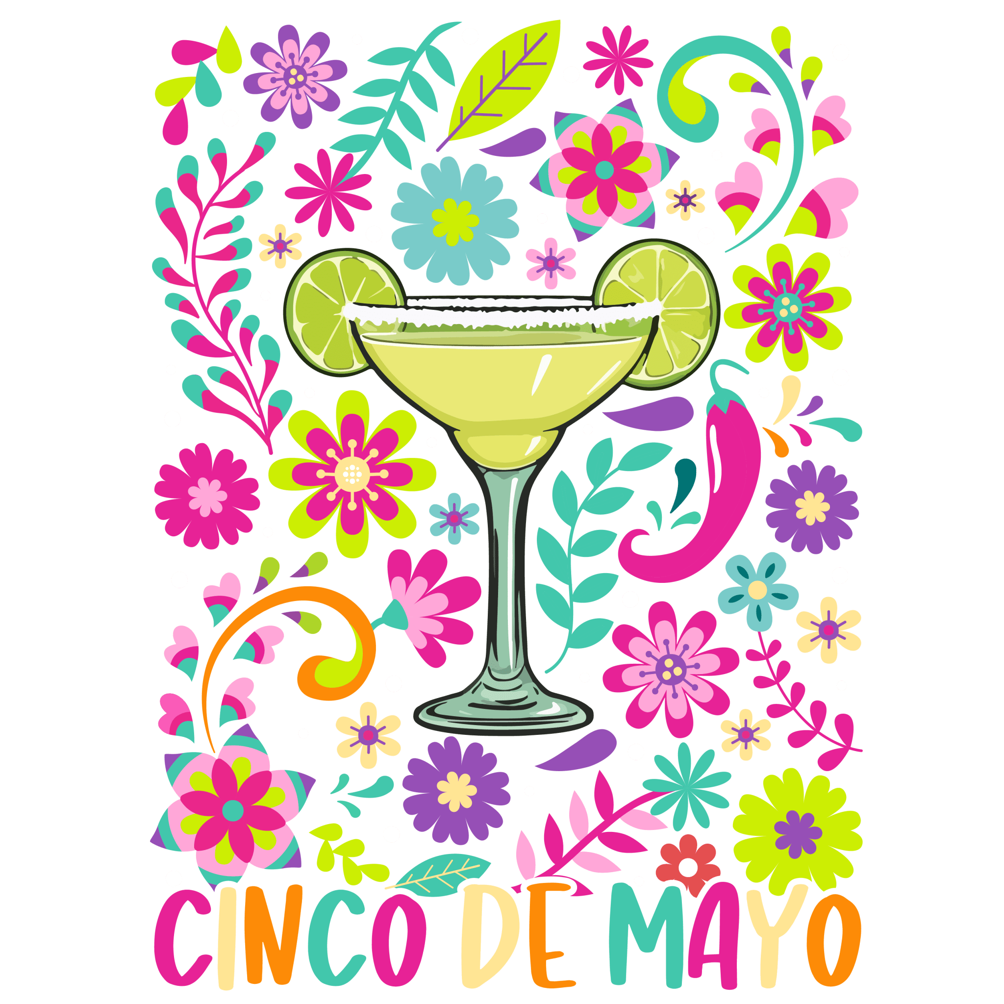 CD12 - Boho Cinco Flowers DTF Transfer - My Vinyl Craft