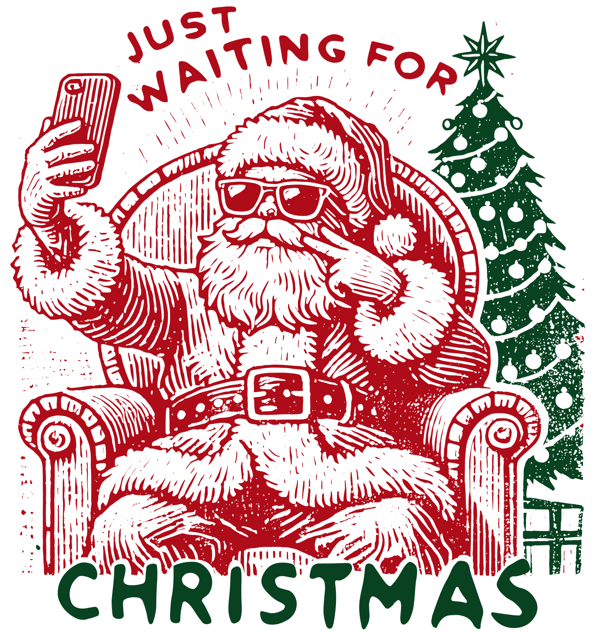 CH13 - Just Waiting for Christmas Selfie DTF Transfer - My Vinyl Craft