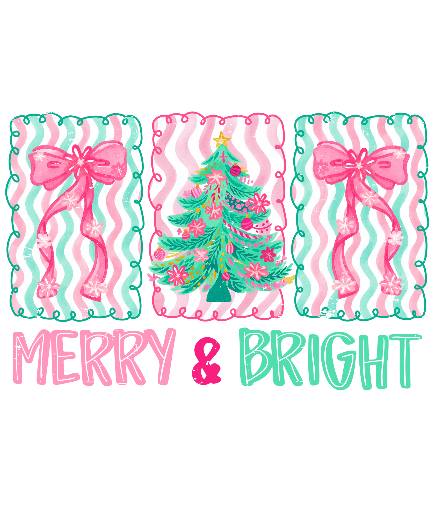 CH14 - Pastel Merry and Bright DTF Transfer - My Vinyl Craft
