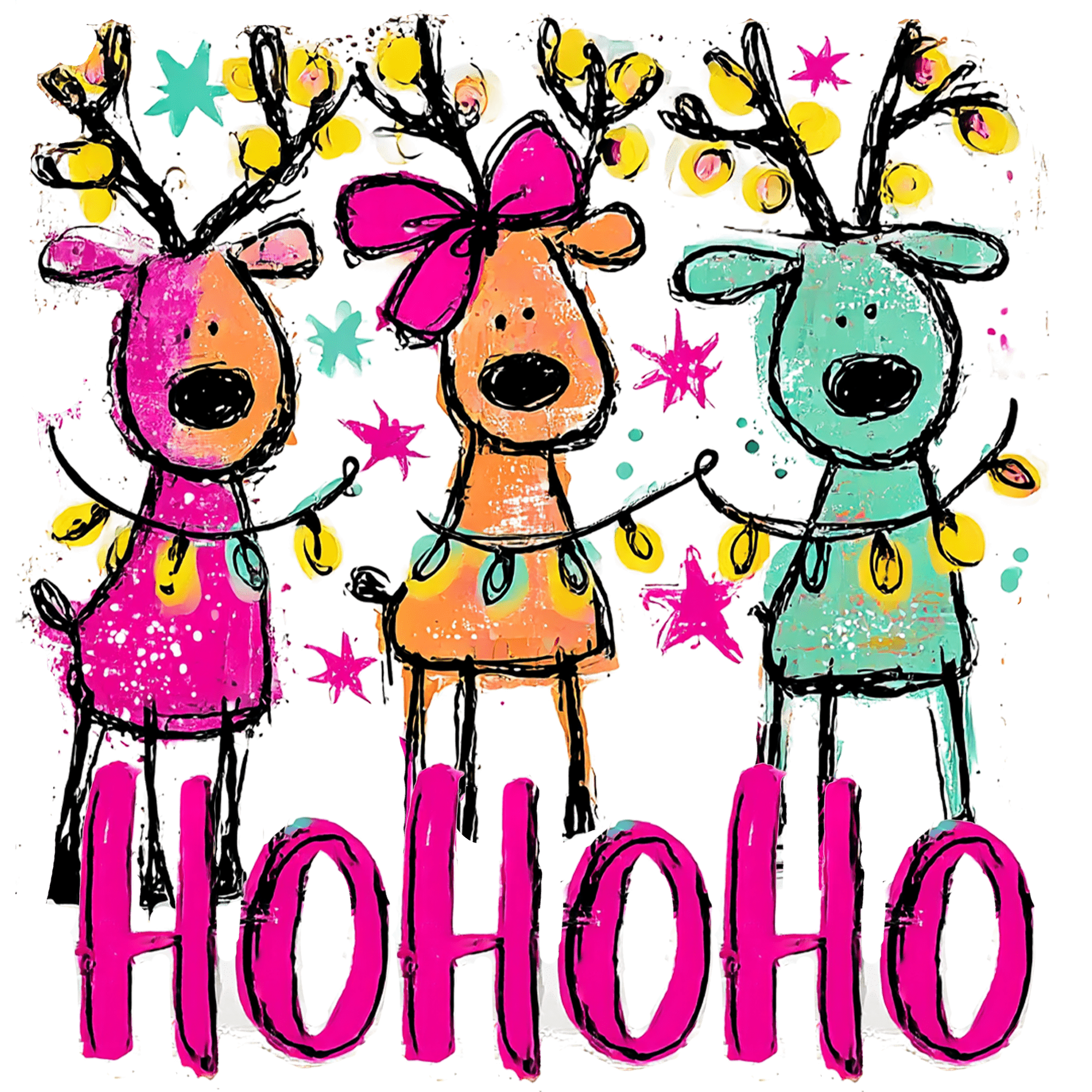 CH26 - Doodle Reindeer DTF Transfer - My Vinyl Craft