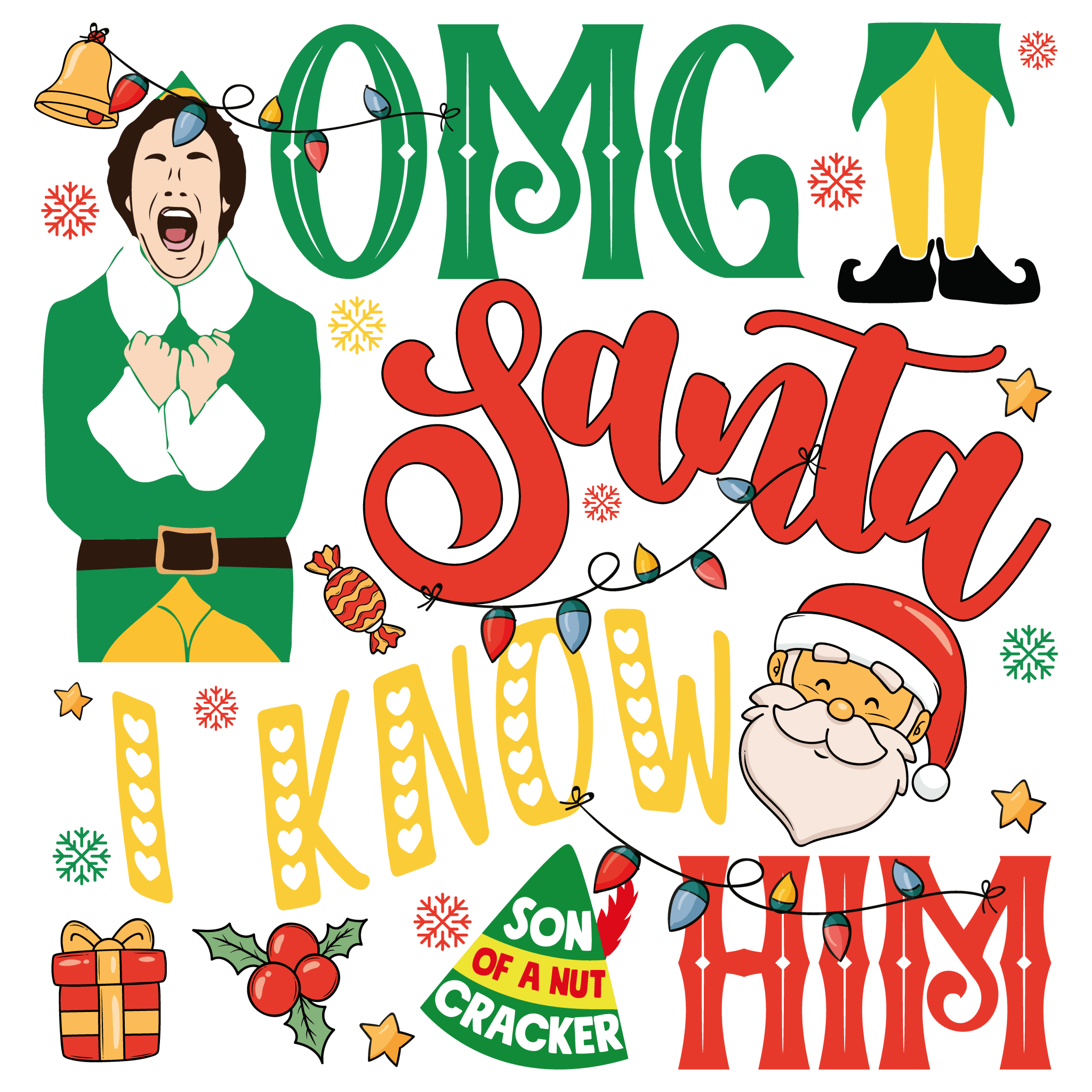 CH27 - Santa I know Him DTF Transfer - My Vinyl Craft