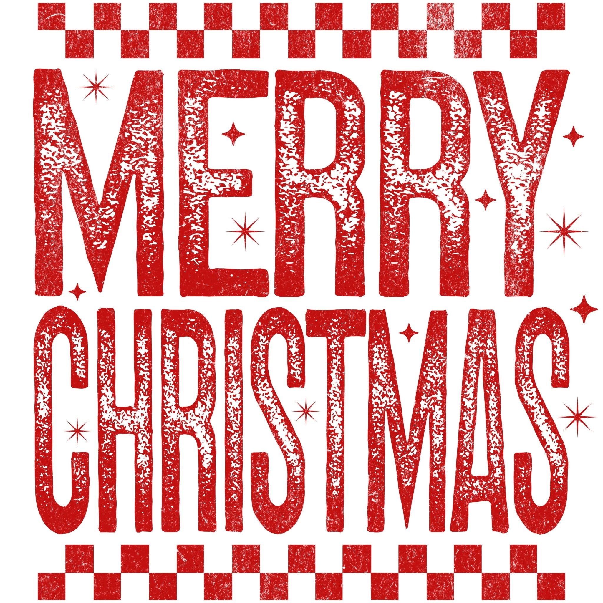 CH36 - Merry Christmas Red Block DTF Transfer - My Vinyl Craft