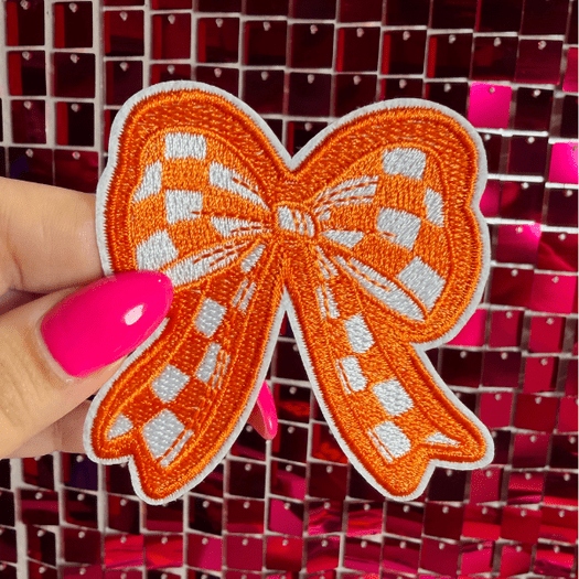 Checkered Bow Iron on Patch - My Vinyl Craft