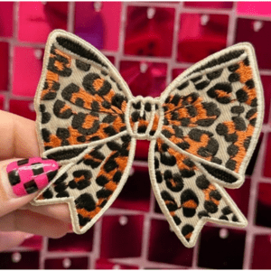Cheetah Bow Iron On Patch - My Vinyl Craft
