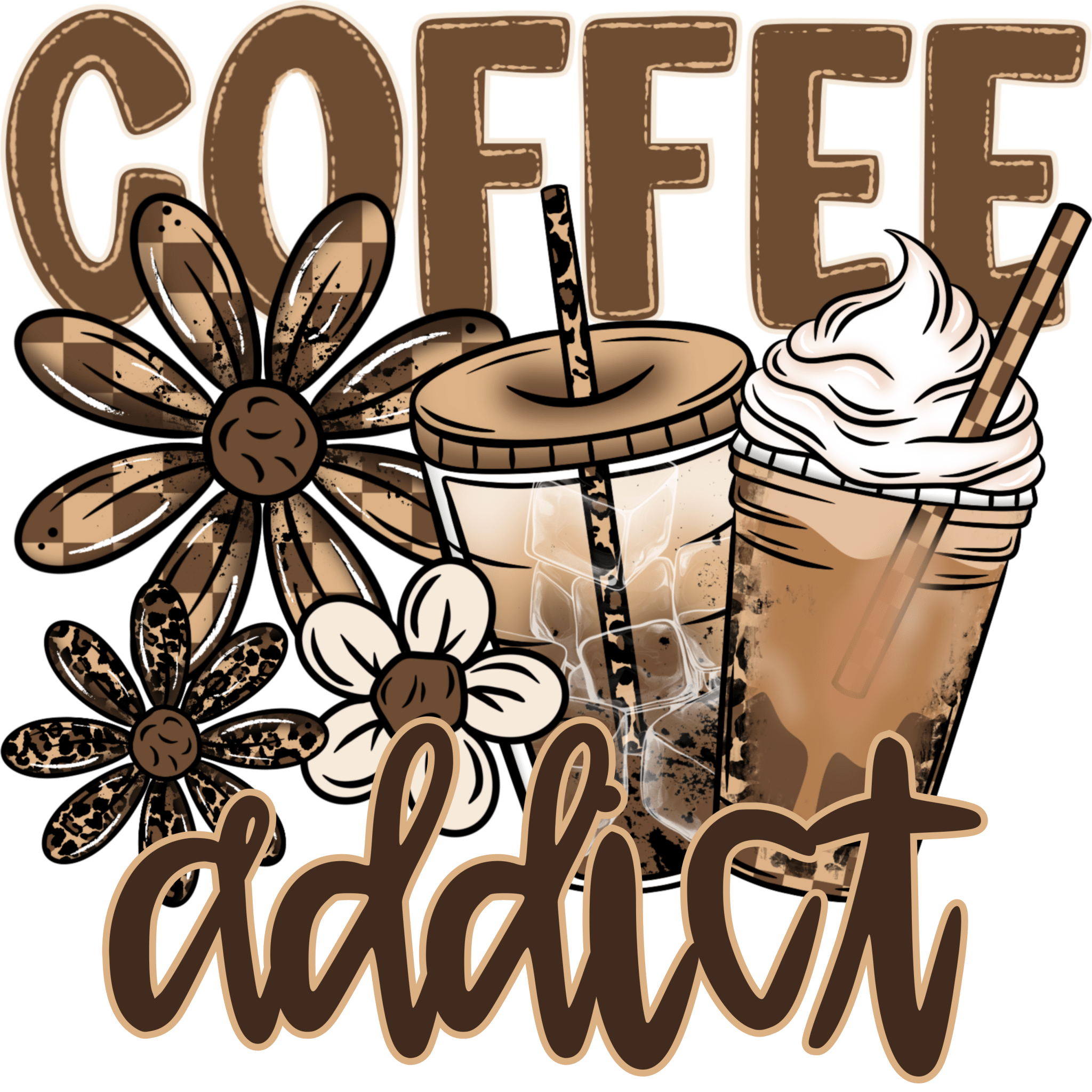 Coffee Addict Small UV DTF Sticker - My Vinyl Craft