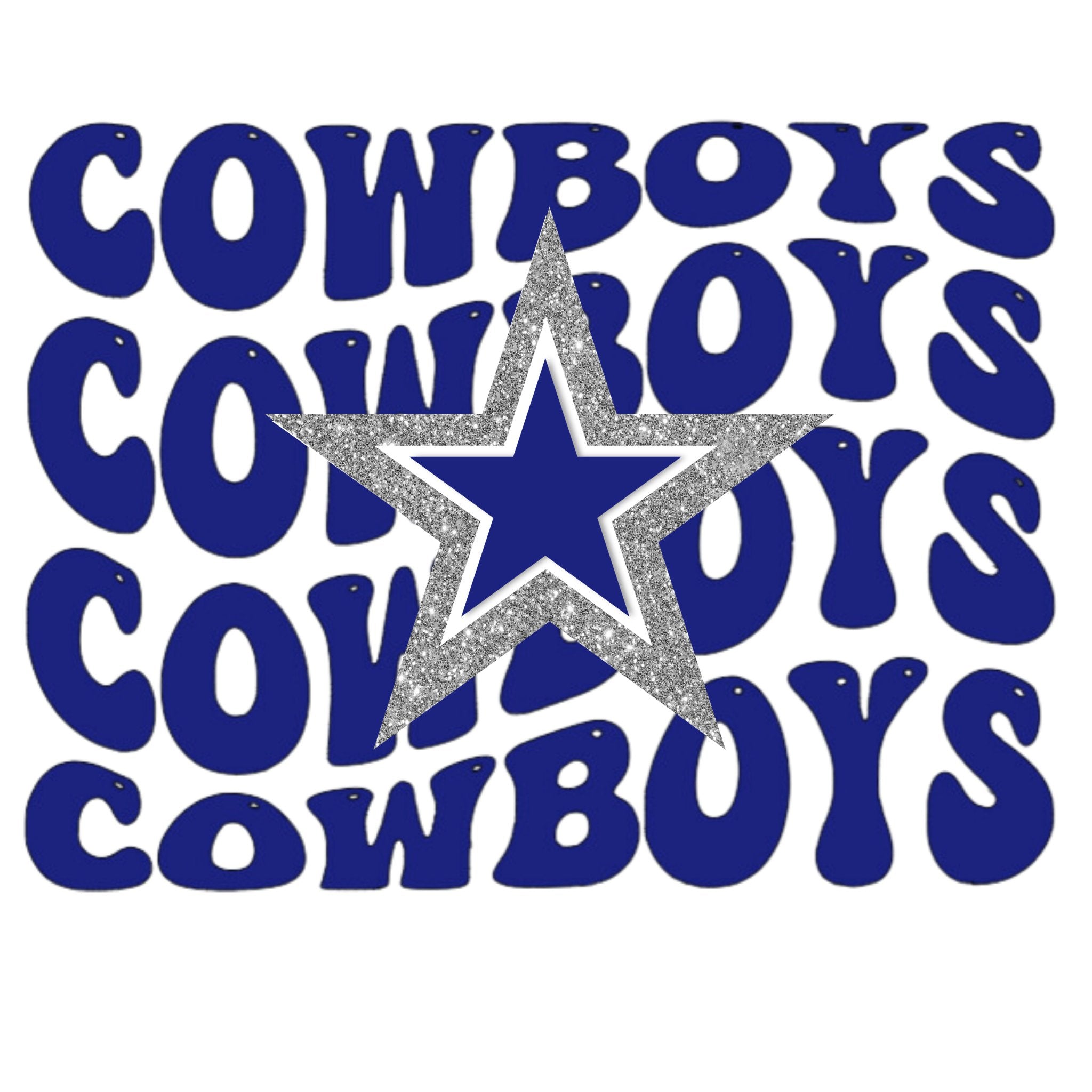 Cowboys Glitter Star DTF Transfer - My Vinyl Craft