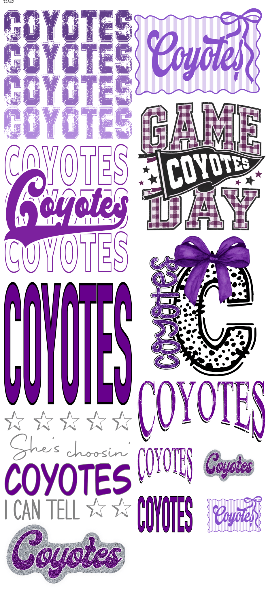 Coyotes 26 Mascot Pre-Made DTF Gangsheet - My Vinyl Craft