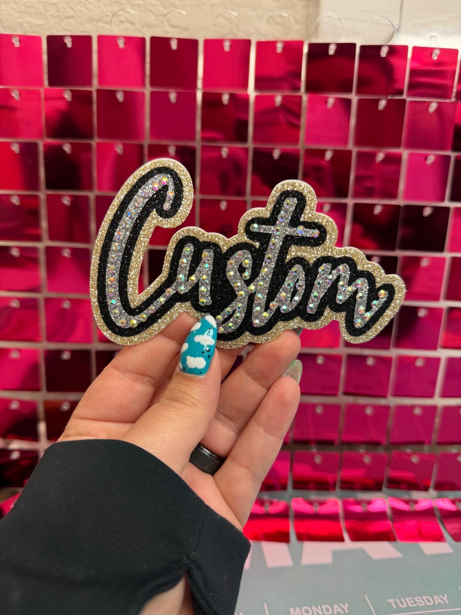 Custom Script Rhinestone Patch - My Vinyl Craft
