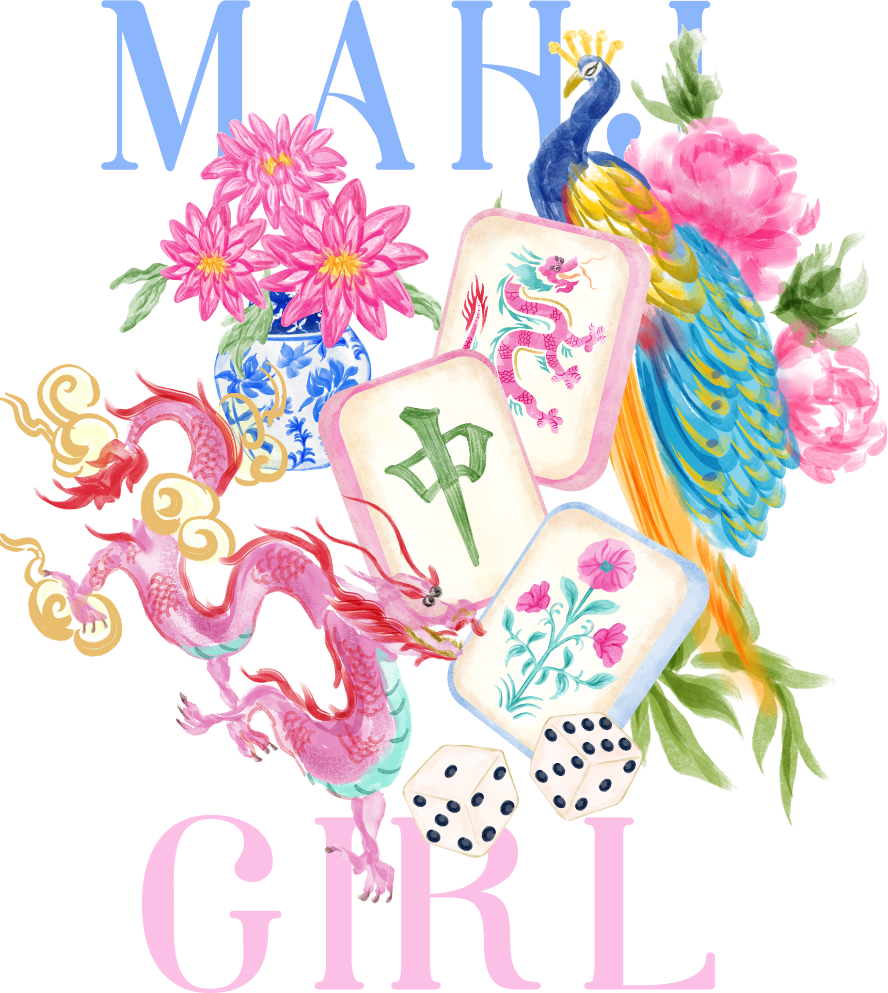 E19 - Mahj Girl DTF Transfer - My Vinyl Craft