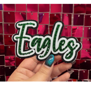 Eagles Green Rhinestone Iron On Patch - My Vinyl Craft