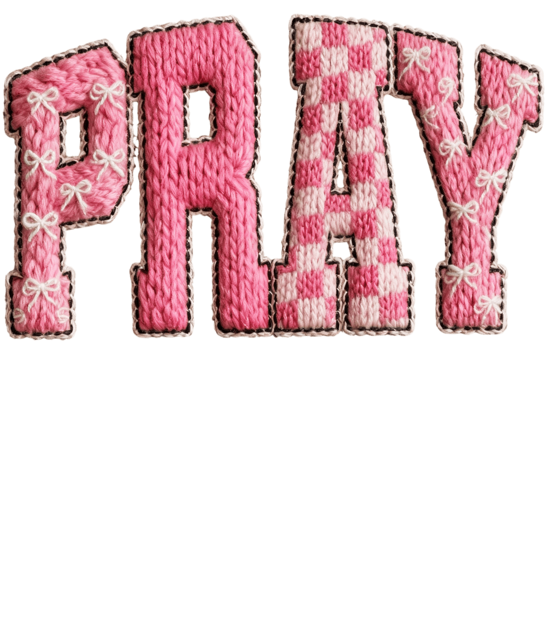 F10 - Pink Pray Yarn DTF Transfer - My Vinyl Craft