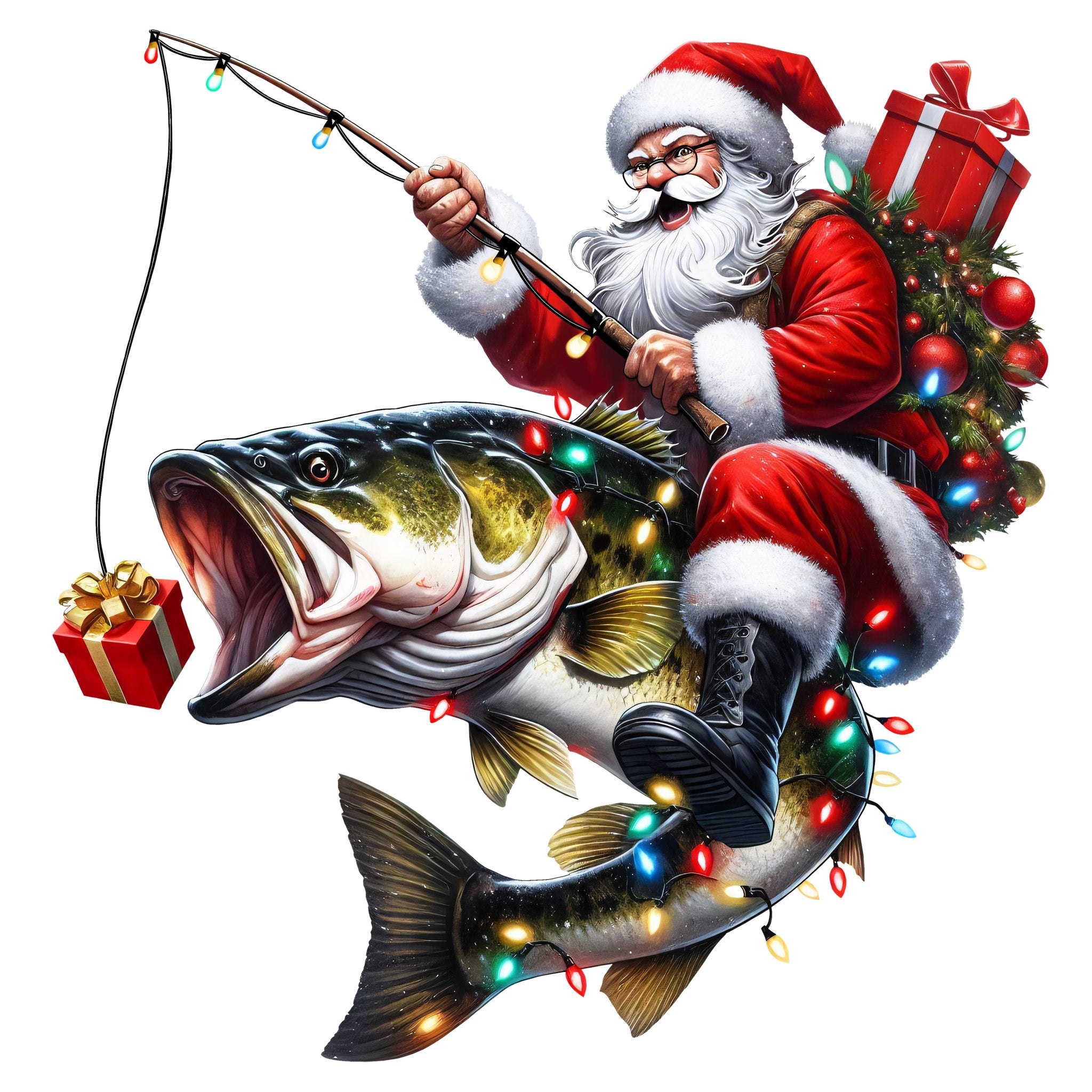 Fishing Santa DTF Transfer - CH36 - My Vinyl Craft