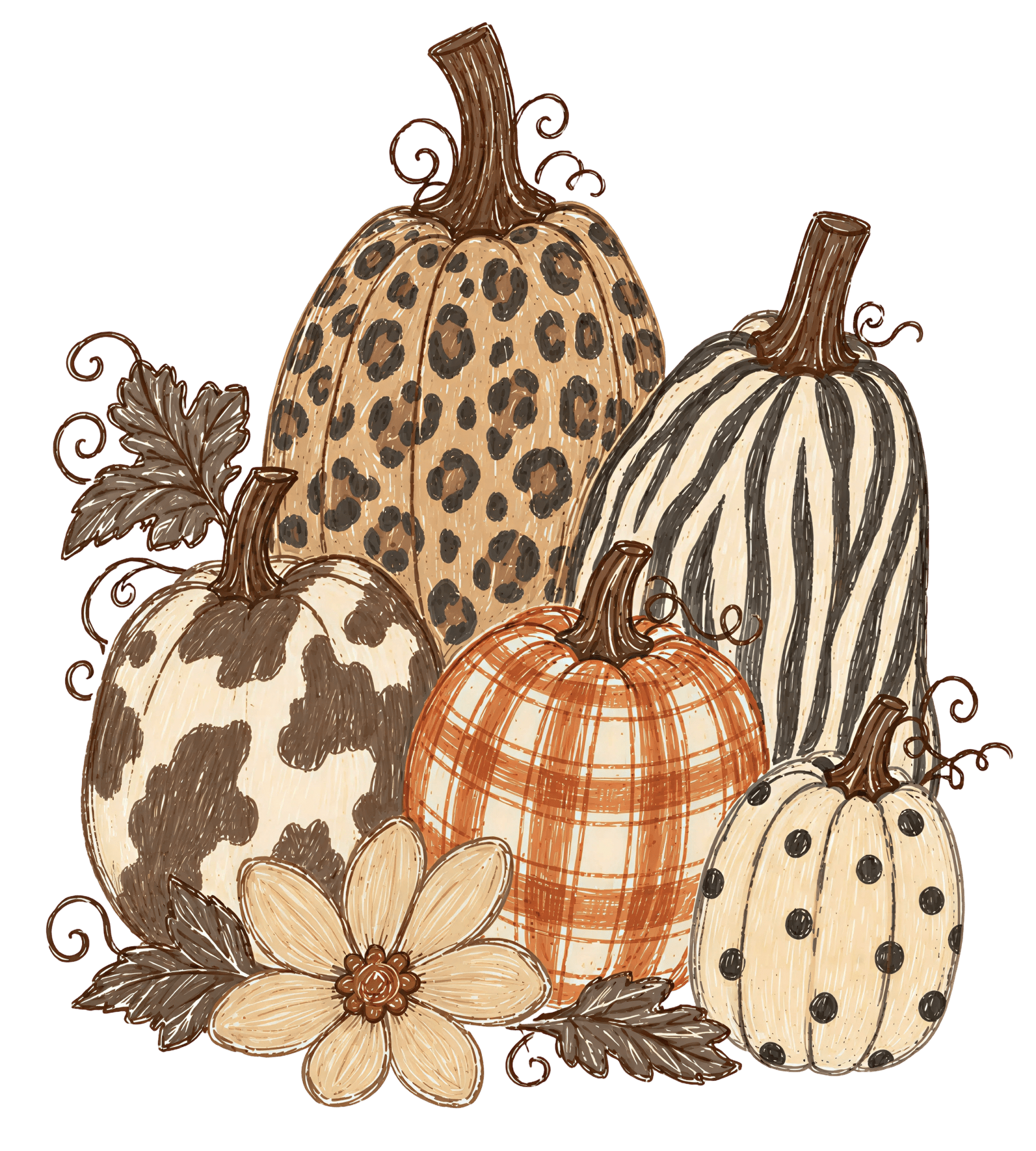 FL8 - Retro Pumpkin Patch DTF Transfer - My Vinyl Craft